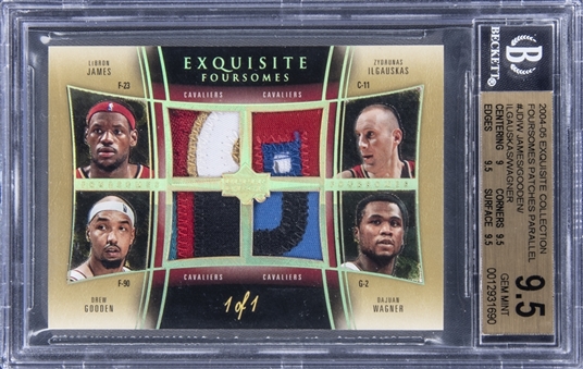 2004-05 UD Exquisite Collection “Exquisite Foursomes” Patches Parallel #JDIW James/Gooden/Ilgauskas/Wagner Game-Used Quad Patch Card (#1/1) - BGS GEM MINT 9.5